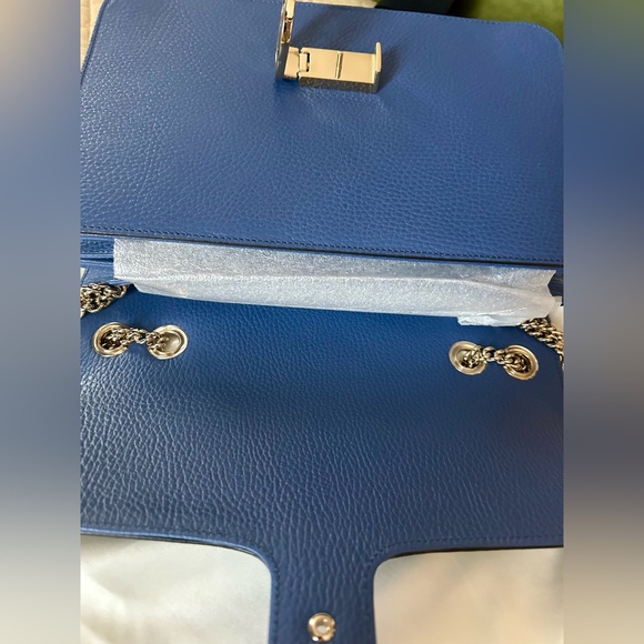 NEW Gucci Interlocking GG logo Blue Caspian Chain Large Bag - Picture 16 of 16
